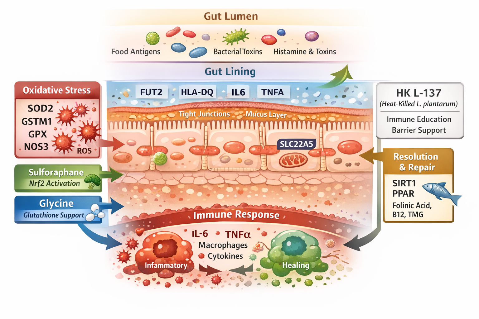 Gut lining and inflammation diagram